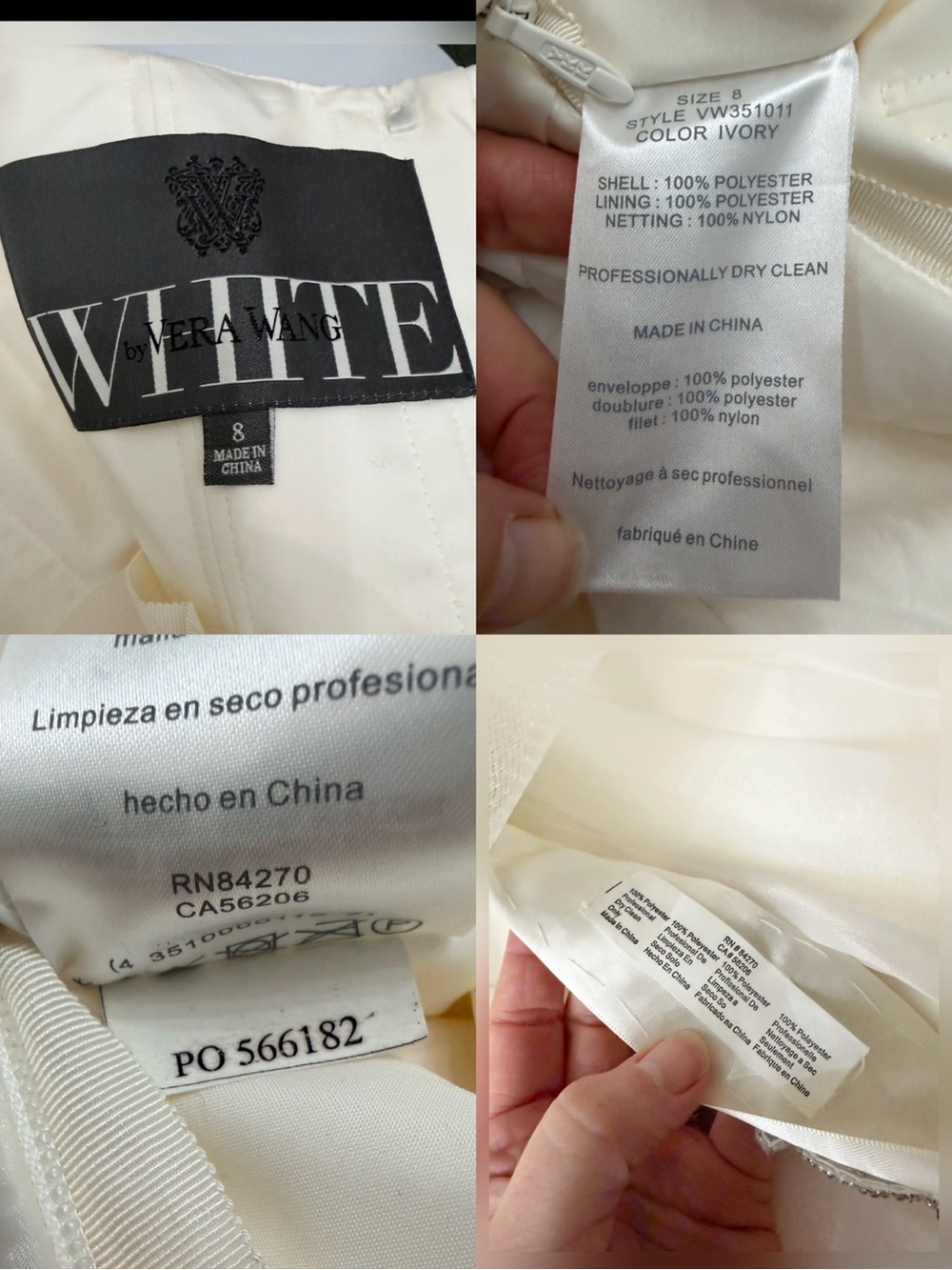 White by Vera Wang Organza Trumpet Wedding Dress STYLE # VW351011 - Picture 12 of 16